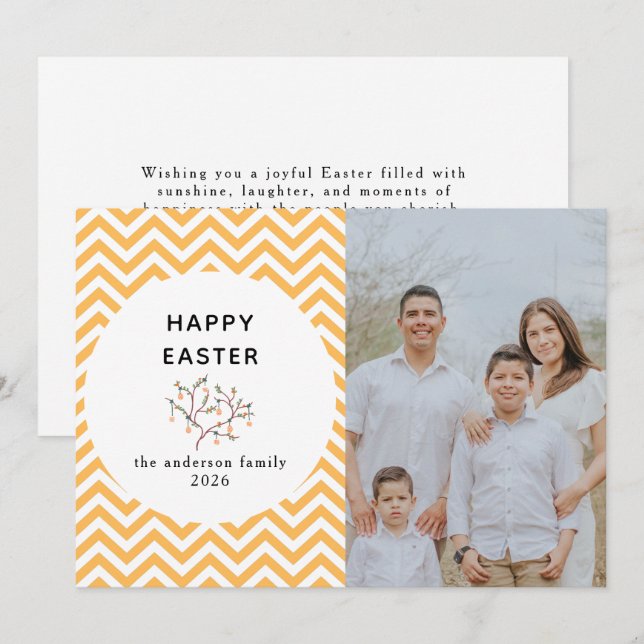 Tarjeta Festiva Elegant Modern  Pattern  Happy Easter Photo (Anverso / Reverso)