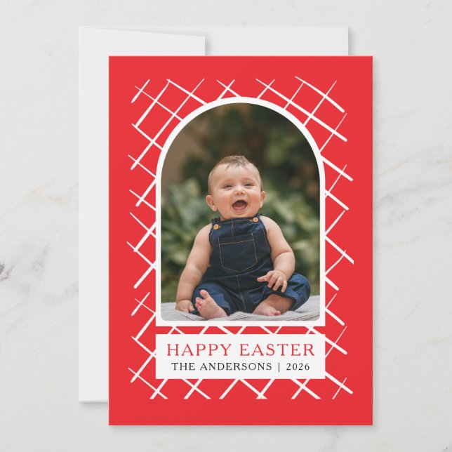 Tarjeta Festiva Elegant Modern Patterns Happy Easter Photo (Anverso)