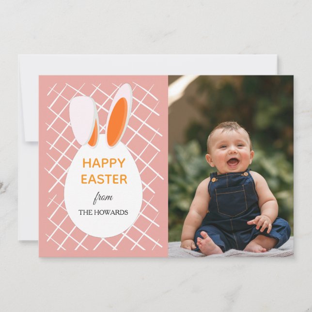 Tarjeta Festiva Elegant Modern Patterns Happy Easter Photo (Anverso)
