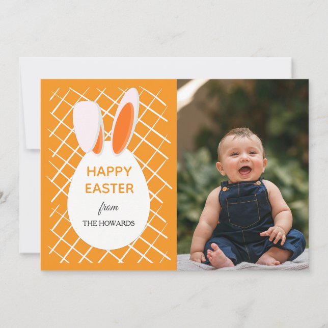 Tarjeta Festiva Elegant Modern Patterns Happy Easter Photo (Anverso)