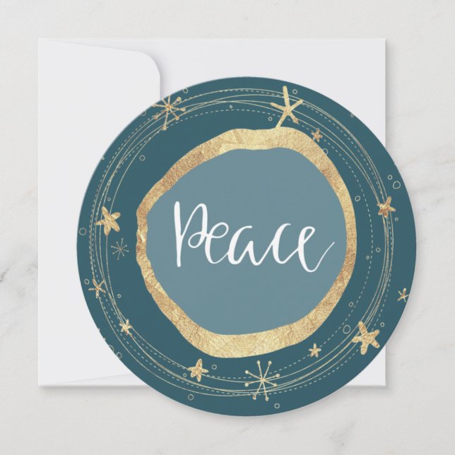 Tarjeta Festiva Elegant Modern Peace Gold Star Holiday Card (Anverso)