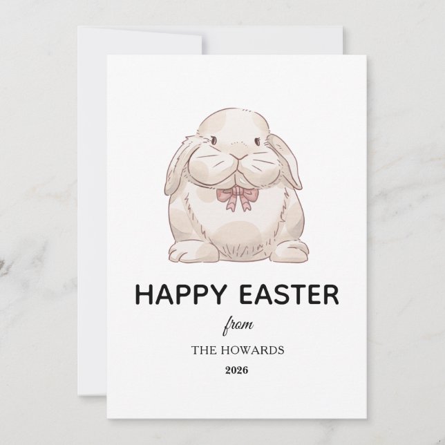 Tarjeta Festiva Elegant Modern Simple Bunny Happy Easter Photo (Anverso)