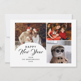 Tarjeta Festiva Elegant Modern Trendy Happy New Year 3 Photo