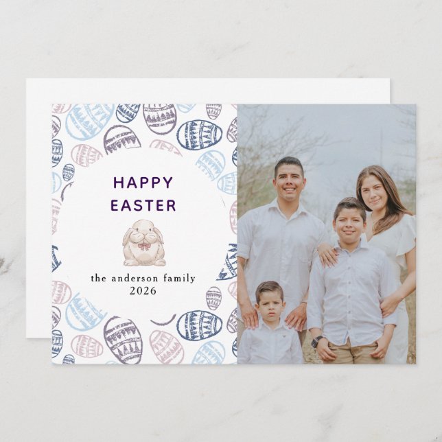 Tarjeta Festiva Elegant Modern Watercolor Eggs Happy Easter Photo (Anverso / Reverso)