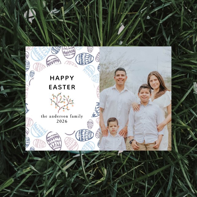 Tarjeta Festiva Elegant Modern Watercolor Eggs Happy Easter Photo (Subido por el creador)