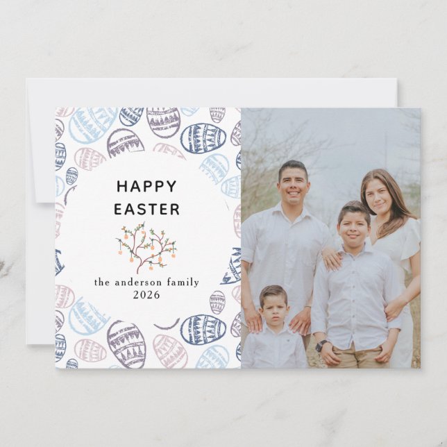 Tarjeta Festiva Elegant Modern Watercolor Eggs Happy Easter Photo (Anverso)