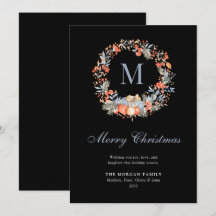 Elegant Monogram Wreath Dusty Blue Modern