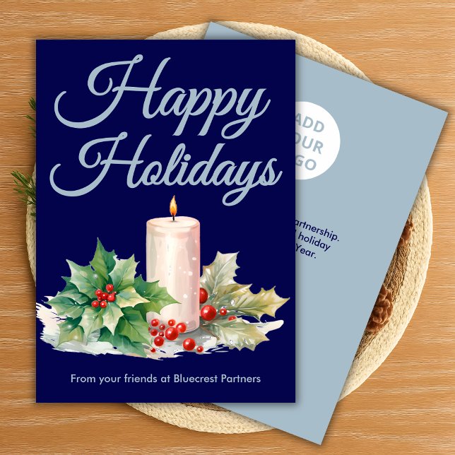 Tarjeta Festiva Elegant Navy Holiday Greeting (Subido por el creador)