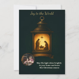 Tarjeta Festiva Elegant Navy Lantern Nativity Christian Christmas