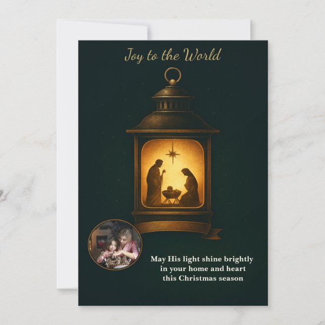 Tarjeta Festiva Elegant Navy Lantern Nativity Christian Christmas (Anverso)