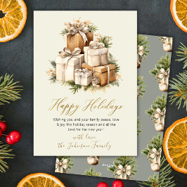 Tarjeta Festiva Elegant Neutral Watercolor Christmas Presents