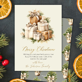 Tarjeta Festiva Elegant Neutral Watercolor Christmas Presents