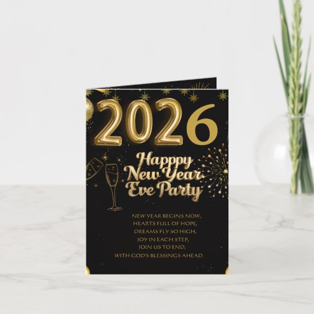 Tarjeta Festiva Elegant New Year Eve Party Invitation Card (Anverso)