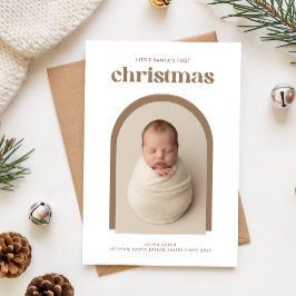 Tarjeta Festiva Elegant Newborn Baby's First Christmas Arch Photo
