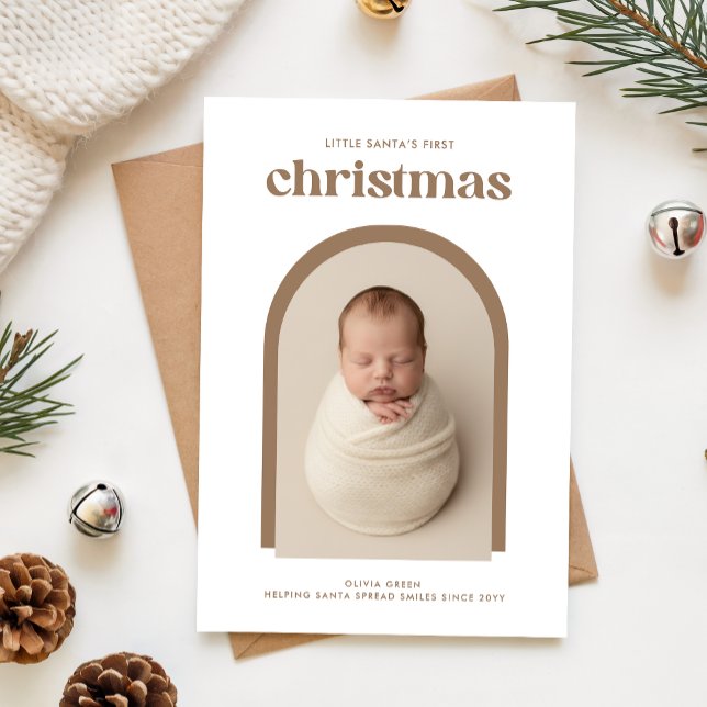 Tarjeta Festiva Elegant Newborn Baby's First Christmas Arch Photo (Subido por el creador)