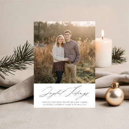 Tarjeta Festiva Elegant Newlywed Joyful Tidings Christmas Photo