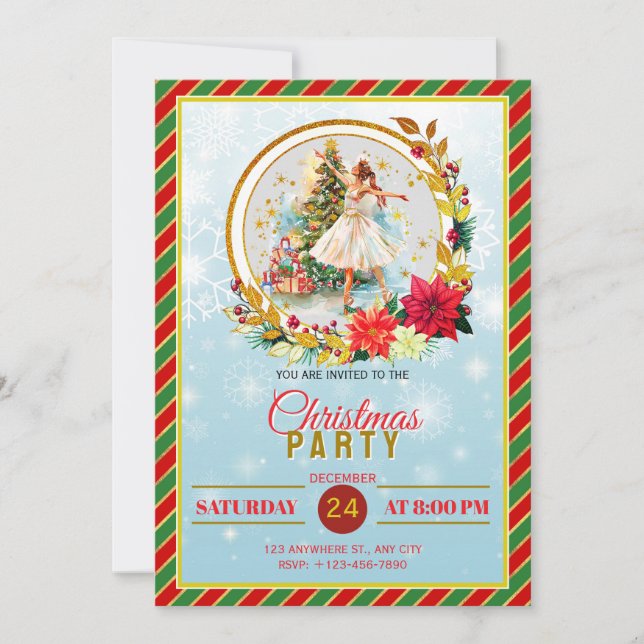 Tarjeta Festiva Elegant Nutcracker Christmas Holiday Party (Anverso)