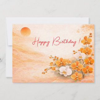 Tarjeta Festiva Elegant Orange Orchid Birthday Card