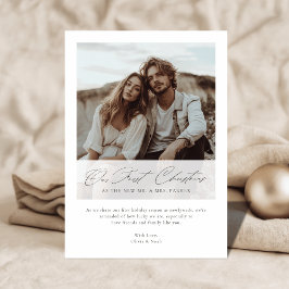 Tarjeta Festiva Elegant Our First Christmas Romantic Script Photo