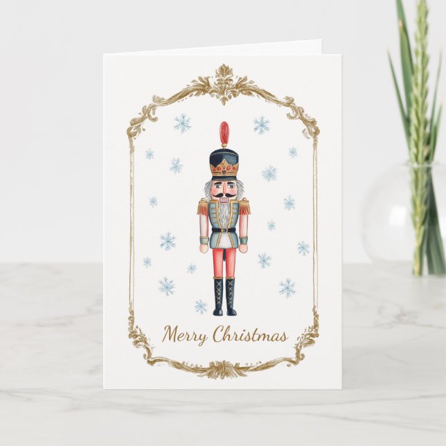 Tarjeta Festiva Elegant Personalized Nutcracker Photo Christmas (Anverso)