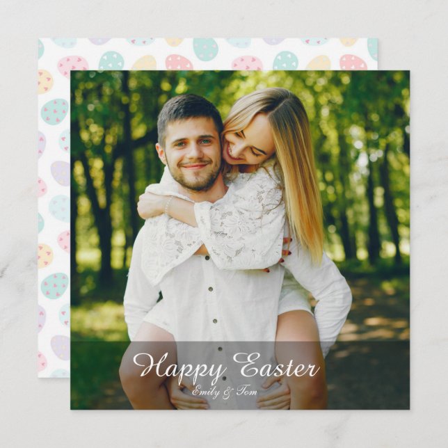 Tarjeta Festiva Elegant Personalized Photo Happy Easter (Anverso / Reverso)