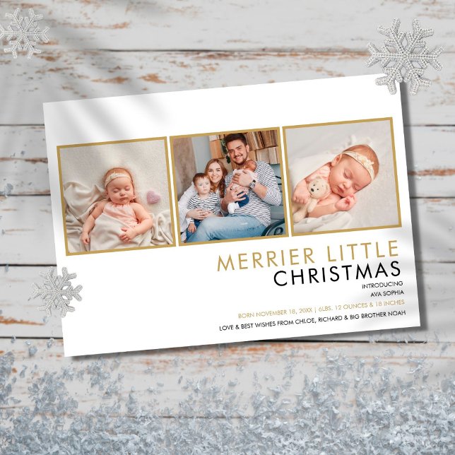 Tarjeta Festiva Elegant Photo Collage Christmas Birth Announcement (Subido por el creador)