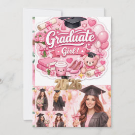 Tarjeta Festiva Elegant Pink Floral Graduation Party baner