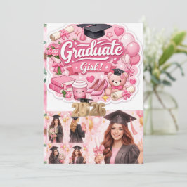 Tarjeta Festiva Elegant Pink Floral Graduation Party baner
