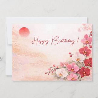 Tarjeta Festiva Elegant Pink Orchid Birthday Card