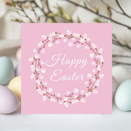 Tarjeta Festiva Elegant Pink Pussy Willow Easter