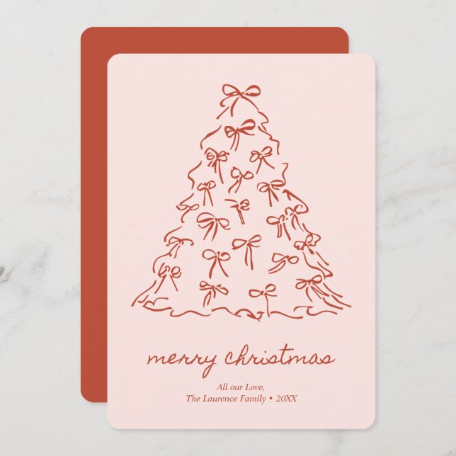 Tarjeta Festiva Elegant Pink & Red Merry Christmas Non-Photo (Anverso / Reverso)
