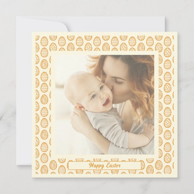 Tarjeta Festiva Elegant Pretty Pastel Chic Photo Happy Easter Eggs (Anverso)