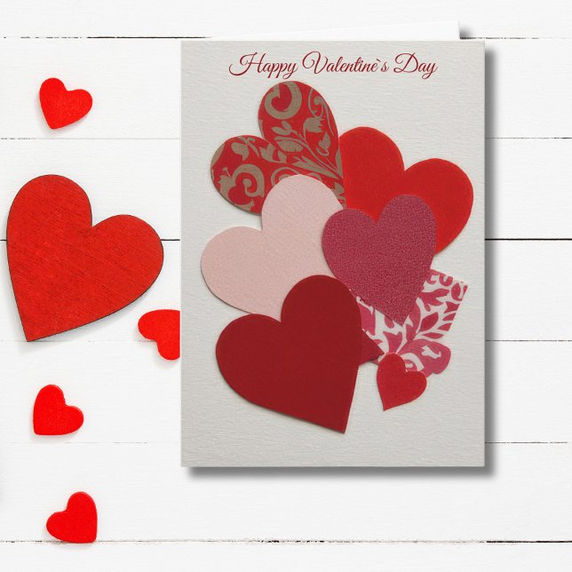 Tarjeta Festiva Elegant Red Heart Collage Valentine’s Day Card  (Subido por el creador)