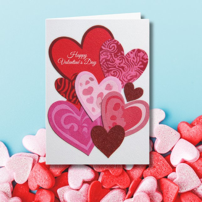 Tarjeta Festiva Elegant Red Heart Collage Valentine’s Day Card  (Subido por el creador)