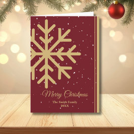 Tarjeta Festiva Elegant Red Merry Christmas Snowflake Folded