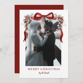 Tarjeta Festiva Elegant RedMerry Christmas Letterpress Photo Cards