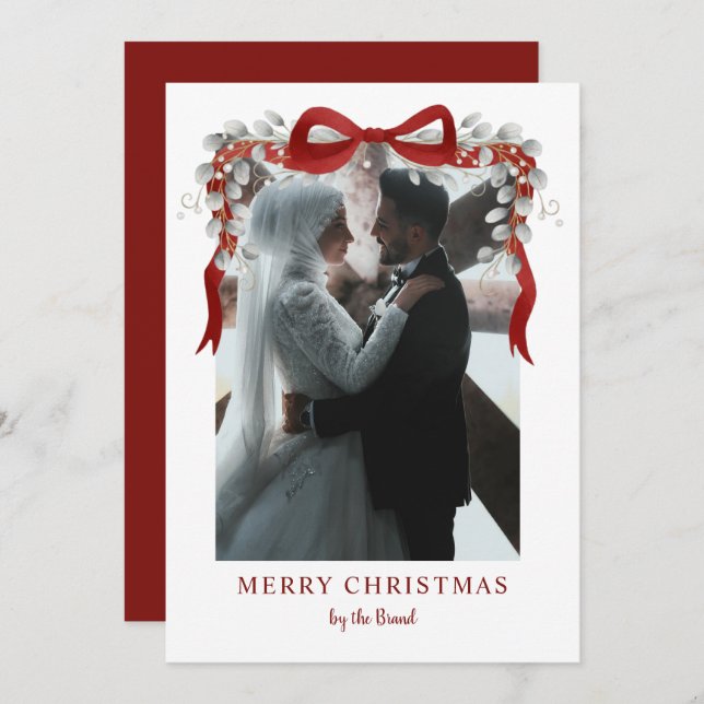 Tarjeta Festiva Elegant RedMerry Christmas Letterpress Photo Cards (Anverso / Reverso)