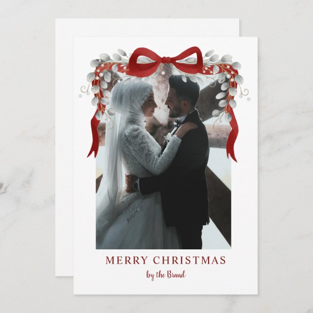 Tarjeta Festiva Elegant RedMerry Christmas Letterpress Photo Cards (Anverso / Reverso)