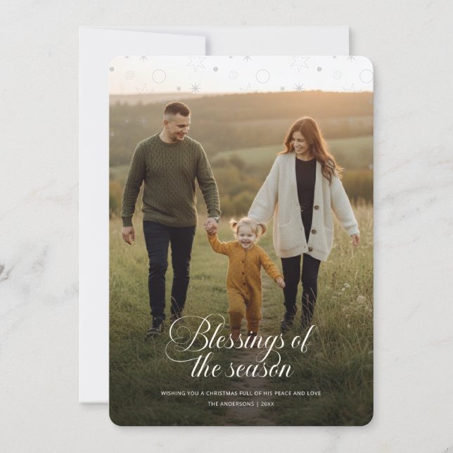 Tarjeta Festiva Elegant Religious Christian Family Photo Christmas (Anverso)