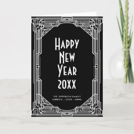 Tarjeta Festiva Elegant retro art deco Happy New Year