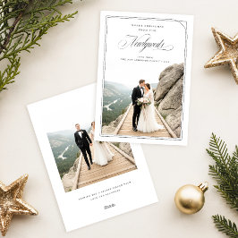 Tarjeta Festiva Elegant Romantic Newlywed Two Photo Christmas