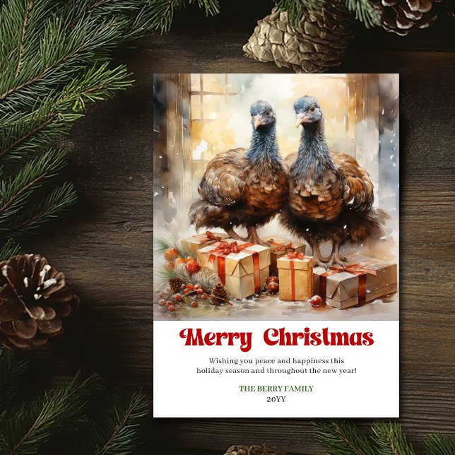 Tarjeta Festiva Elegant rustic Christmas scene animal greeting  (Elegant rustic Christmas scene animal greeting card)