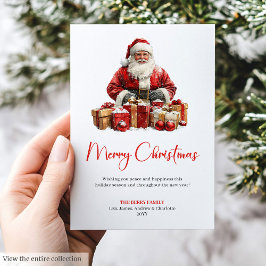 Tarjeta Festiva Elegant Santa Claus Minimalist Modern Holiday Card