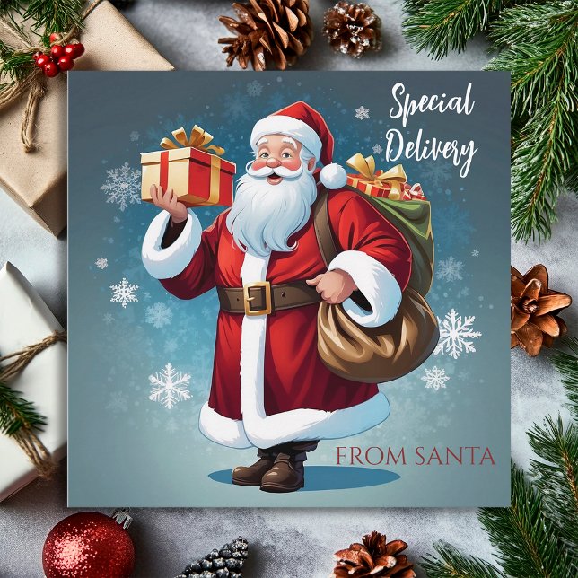 Tarjeta Festiva Elegant Santa Special Delivery Christmas Greeting (Subido por el creador)