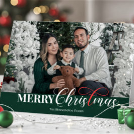 Tarjeta Festiva Elegant Script Christian Christmas Photo Folded