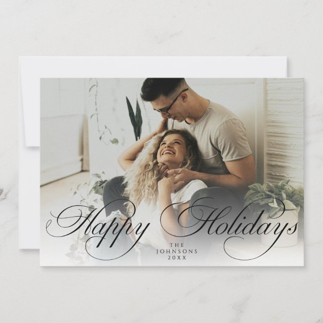 Tarjeta Festiva Elegant Script Christmas Modern Minimal 1 Photo (Anverso)