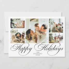 Tarjeta Festiva Elegant Script Photo Collage Traditional Christmas