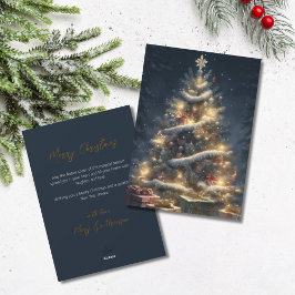 Tarjeta Festiva Elegant Script Tree Non Photo Snowy Christmas