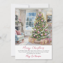 Tarjeta Festiva Elegant Script Tree Non Photo Watercolor Christmas