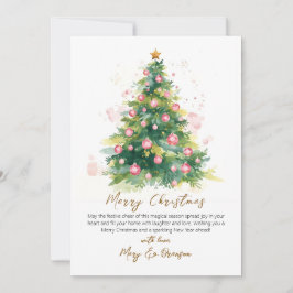 Tarjeta Festiva Elegant Script Tree Non Photo Watercolor Christmas